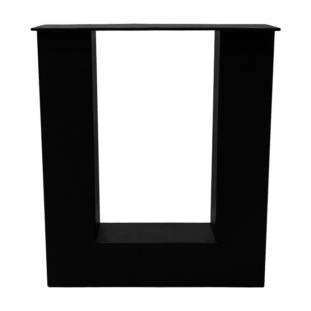 Set zwarte U tafelpoten 43 cm met stelvoeten (koker 8 x 8)