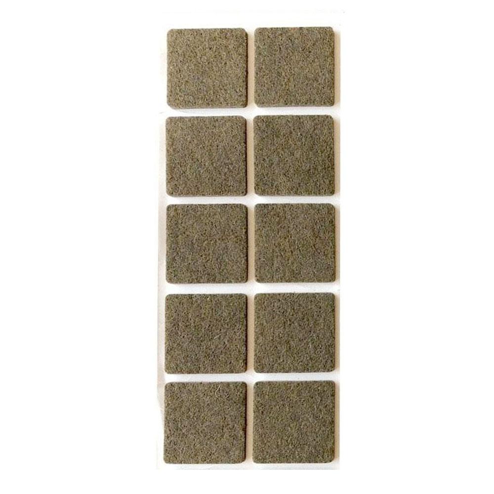 Bruine viltschijf vierkant 4,5 cm (10 stuks)