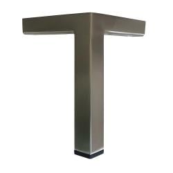 Stalen meubelpoot rvs look hoek 3 bij 3 cm en hoogte 19 cm opstaande rand  (3 x 3 cm)