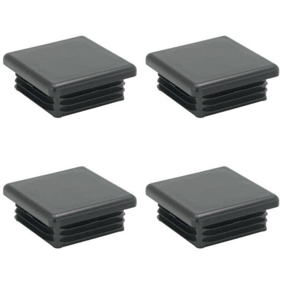 Inslagdop/meubeldop zwart vierkant 10 bij 10 cm en hoogte 0,5 cm  van kunststof - 4 stuks