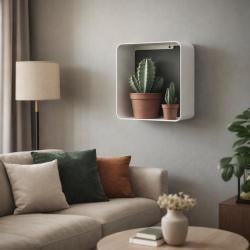 Stalen wandkubus vierkant wit 28 bij 28 cm en diepte 12 cm